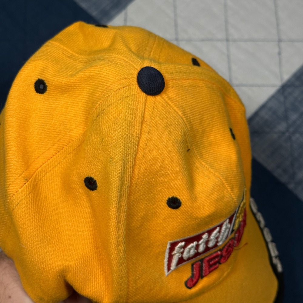 Vintage Santo Cap Faith Factor Jesus Christ Hat Yellow Wool Blend Adjustable - Picture 6 of 6